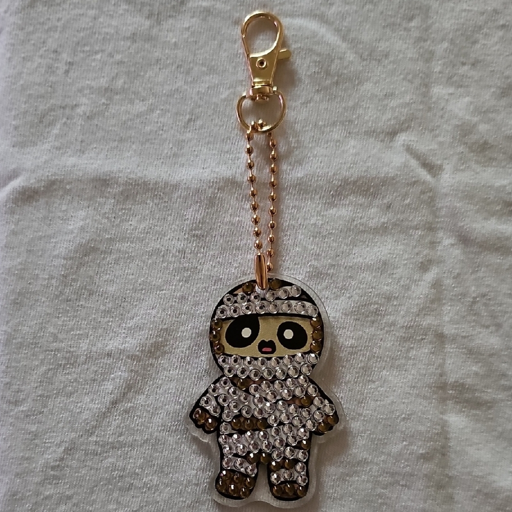Cute Mummy Keychain with Rhinestones
